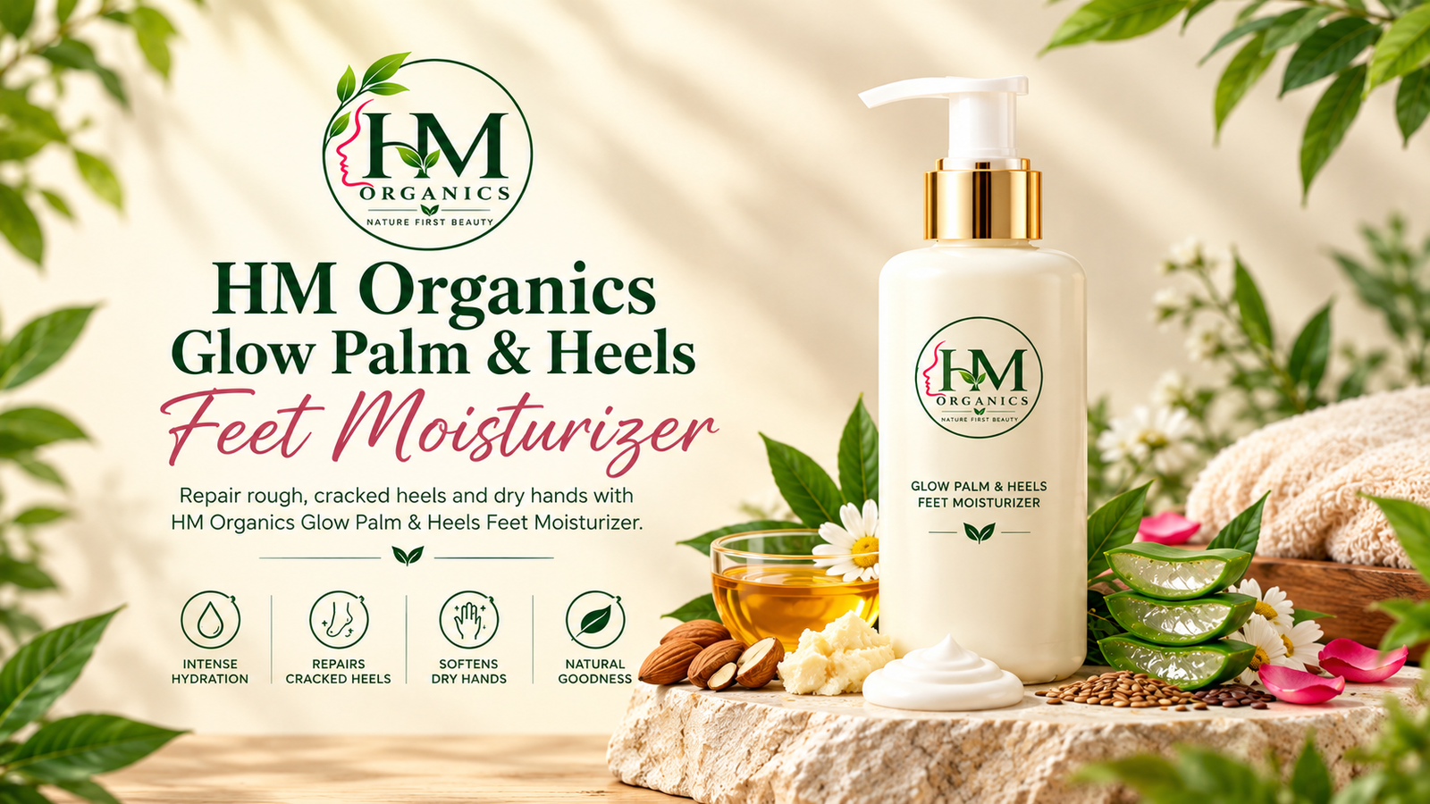 HM Organics Glow Palm & Heels Feet Moisturizer